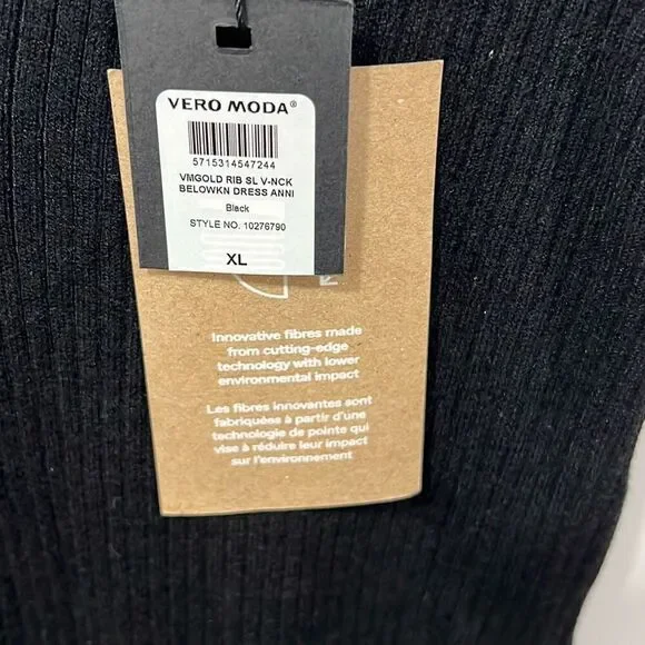 Vero moda XL Soft knit ribbed black midi dress - Picture 9 of 10